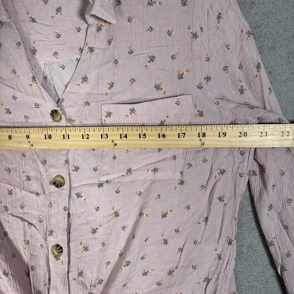 Hippie Rose Top Womens Size L Pink Floral Tie Waist Soft Girl Ditsy Boho Cottage - Picture 11 of 16